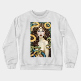 Gustav Klimt's Serpent Queens: Inspired Women with Snakes Crewneck Sweatshirt